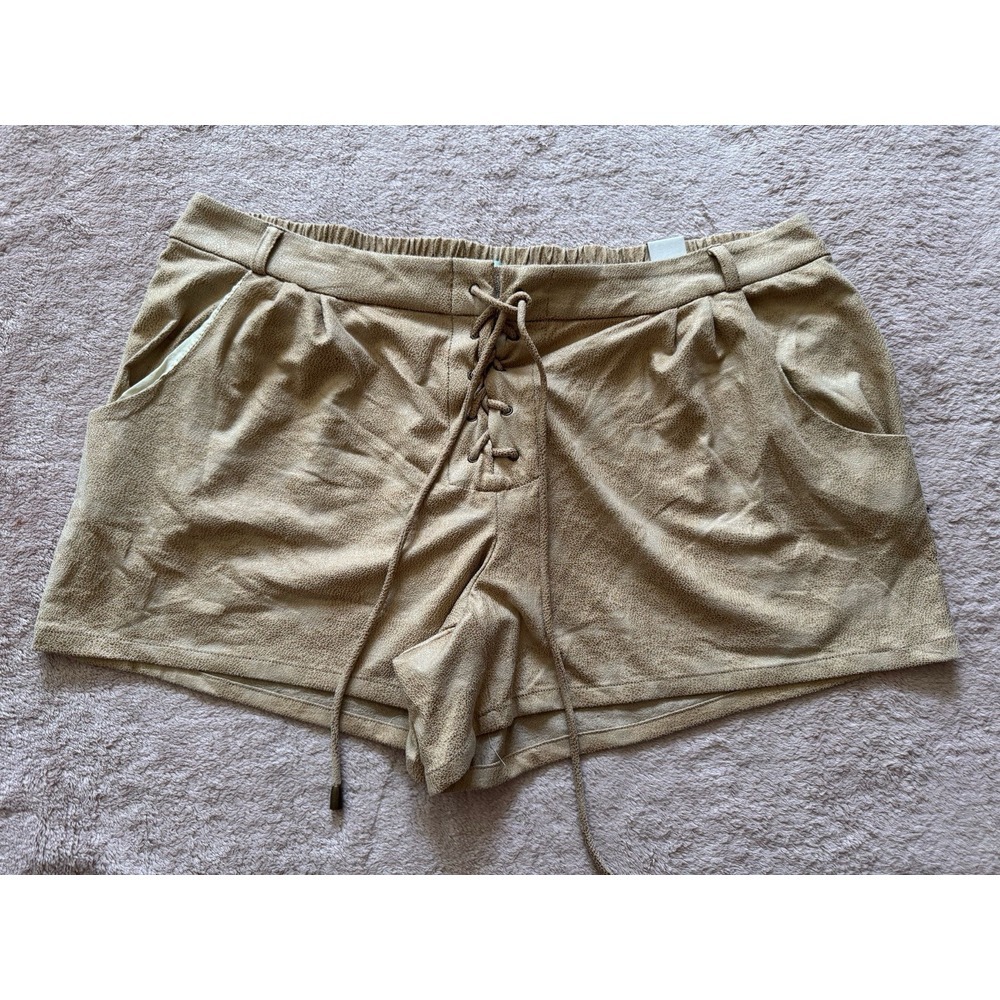 Maurices Shorts Women's Beige Faux Suede Lace Up Stretch Drawstring Size‎ XL NWT